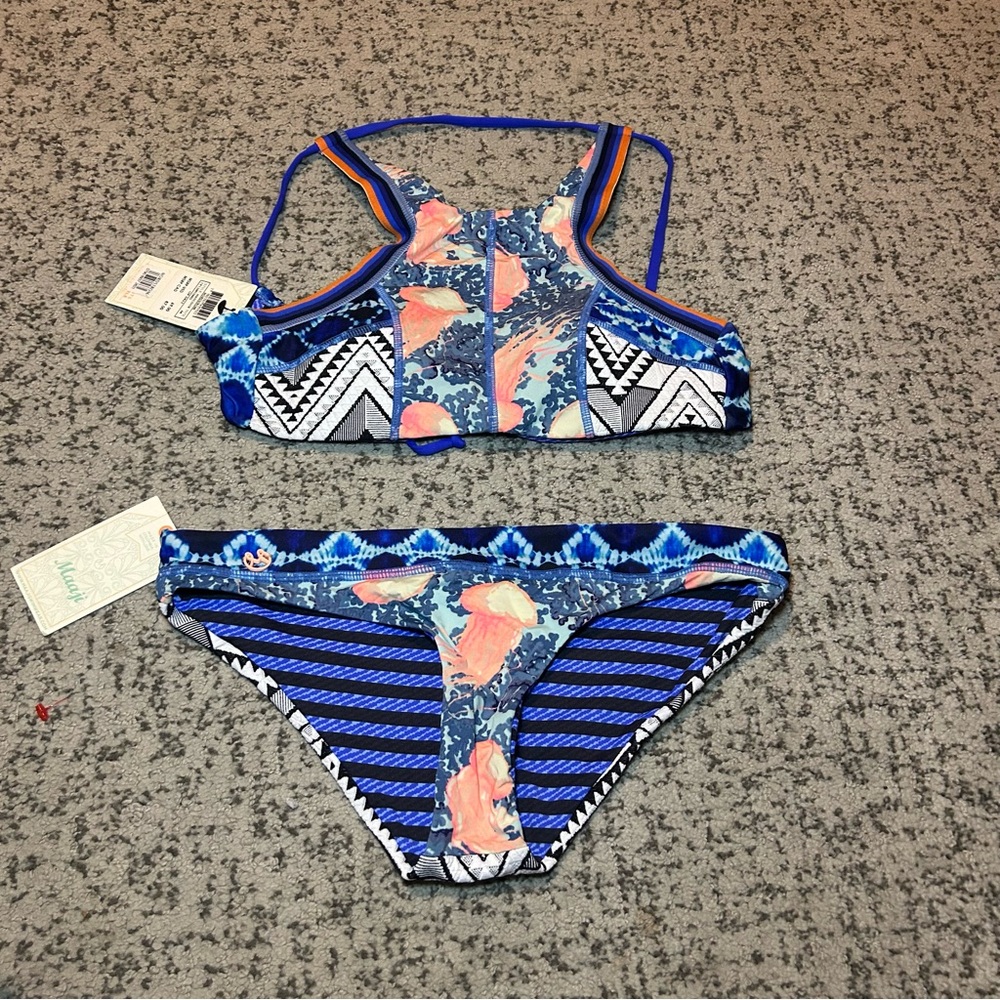 NWT Maaji Multi-Colored Jellyfish Reversible High-Neck 2-Piece Bikini Medium
